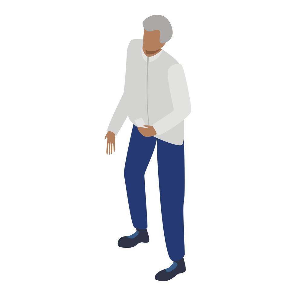 Old migrant man icon, isometric style vector
