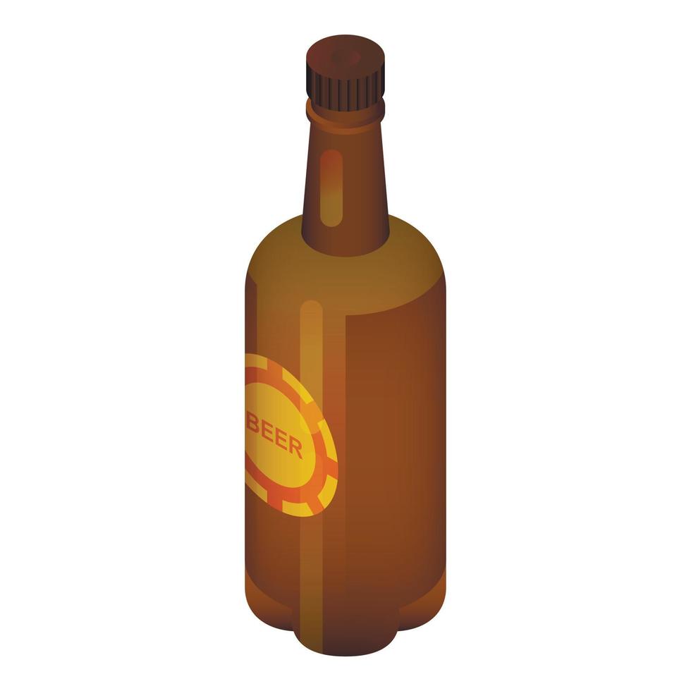 Beer bottle icon, isometric style vector