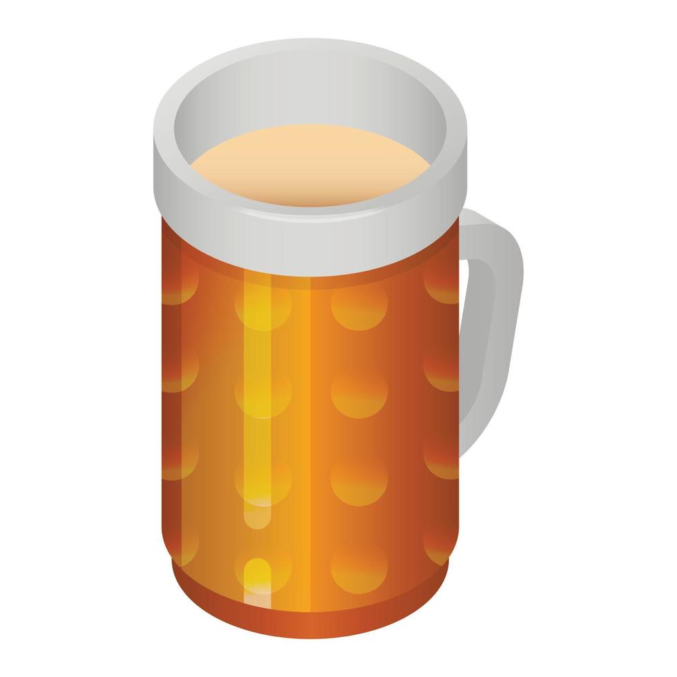 icono de taza de vidrio de cerveza, estilo isométrico vector