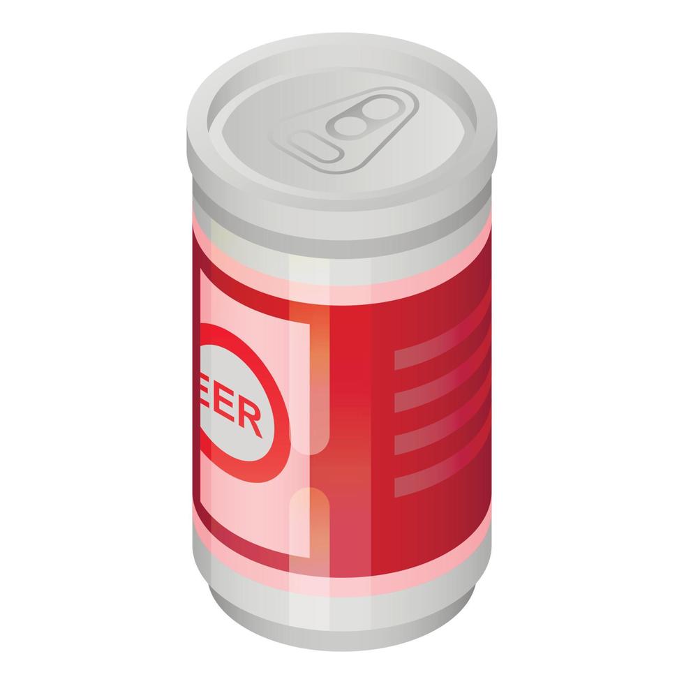 Beer tin can icon, isometric style vector