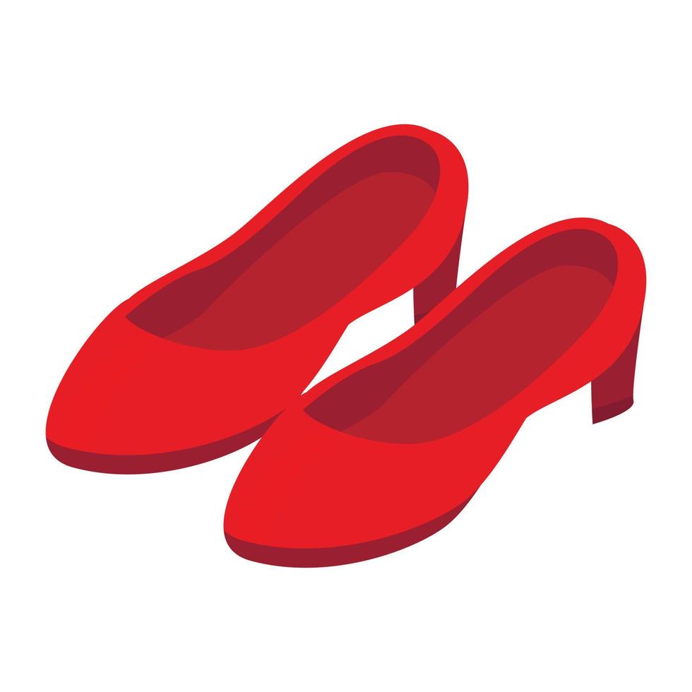 Red woman shoes icon, isometric style vector