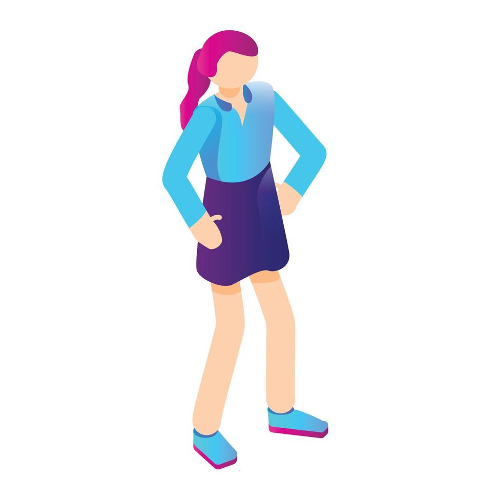 Young girl icon, isometric style vector