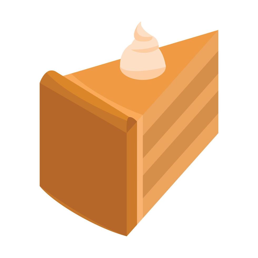 Piece of sweet cake icon, isometric style vector