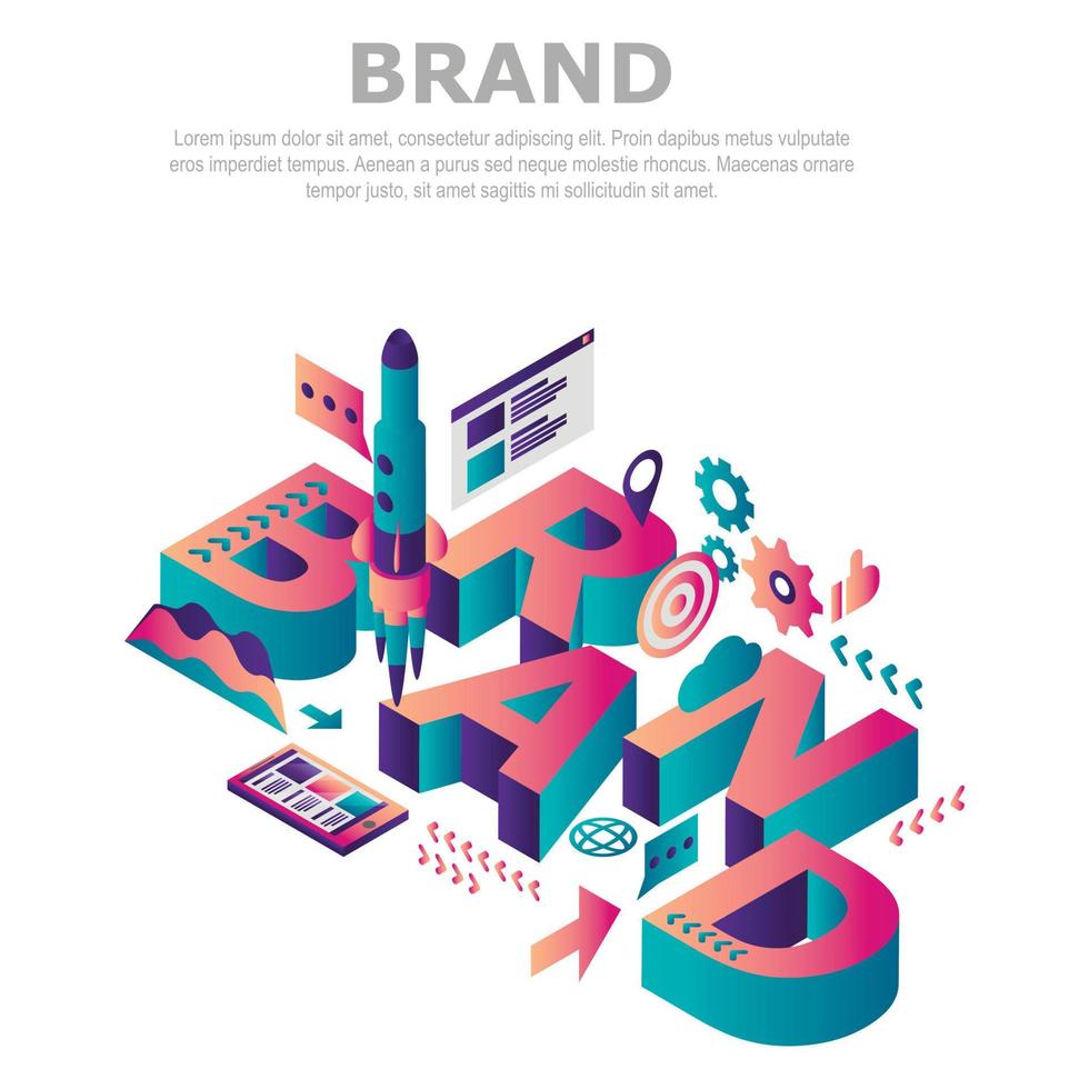 Brand company concept background, isometric style vector