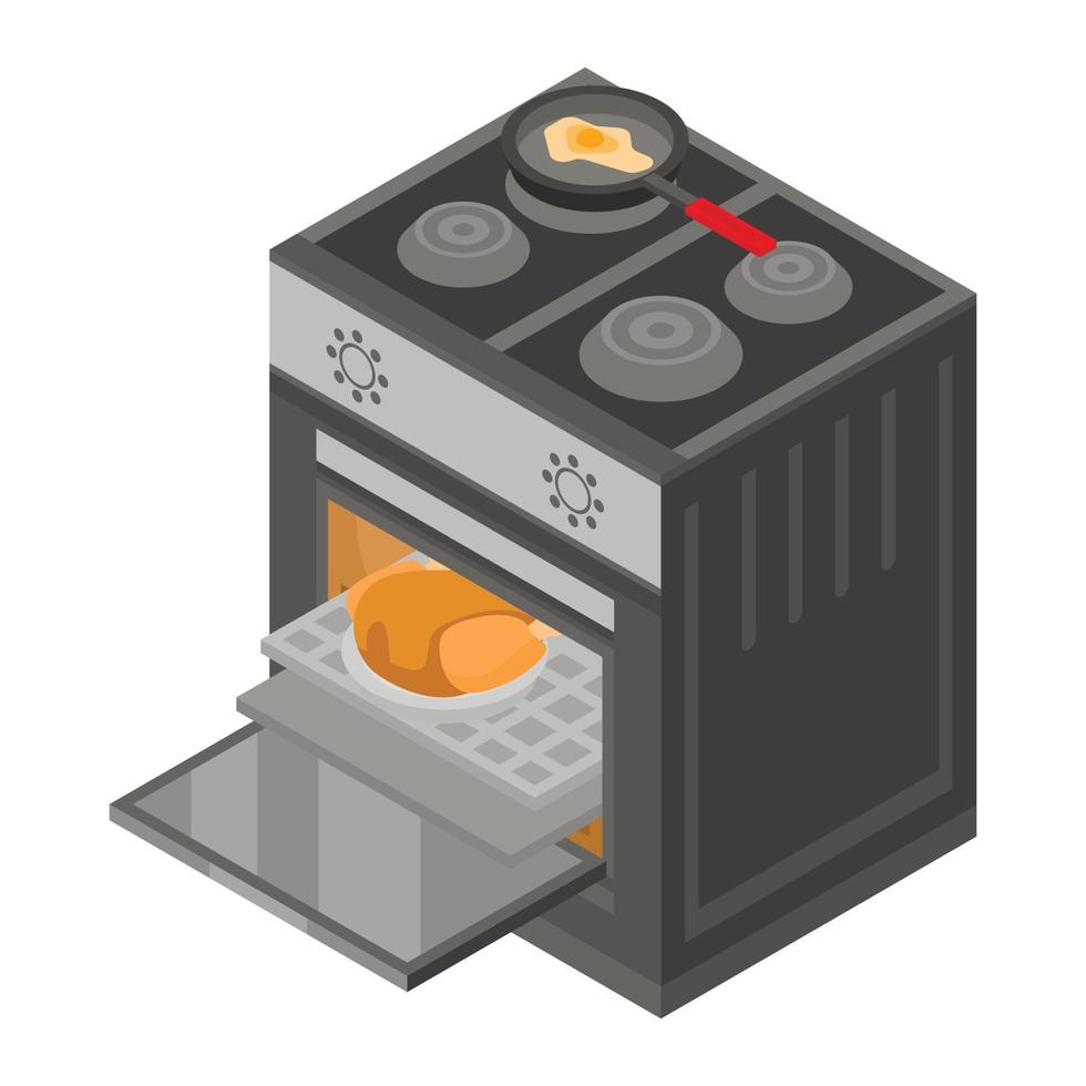 icono de estufa de cocina, estilo isométrico vector