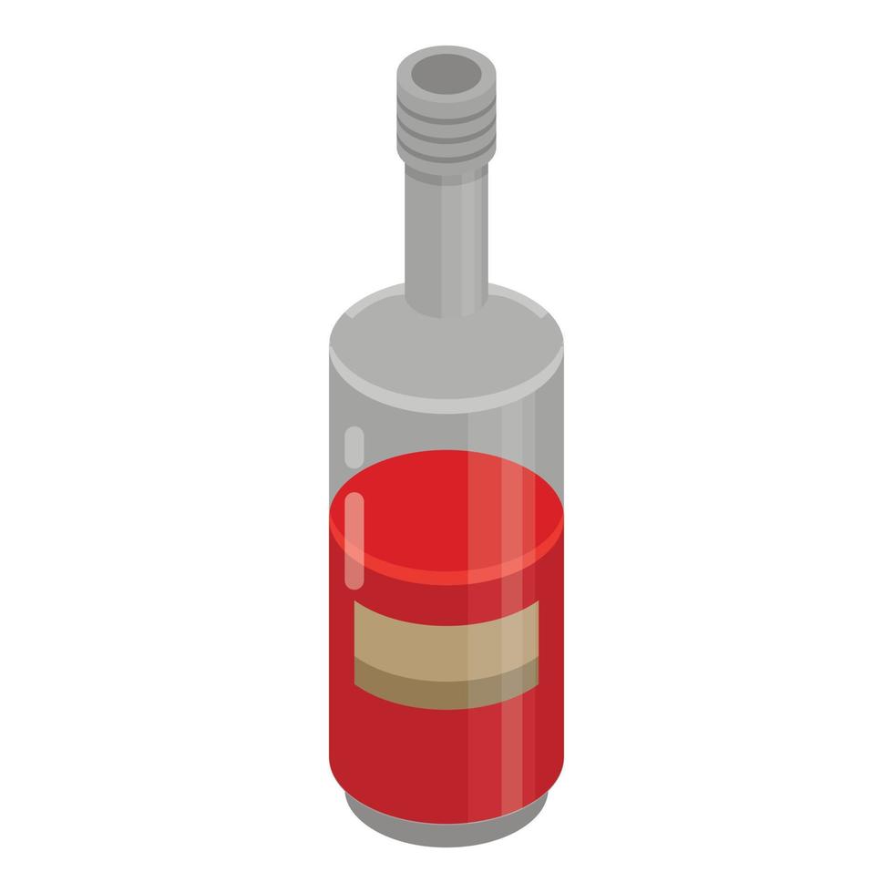 Red wine bottle icon, isometric style vector