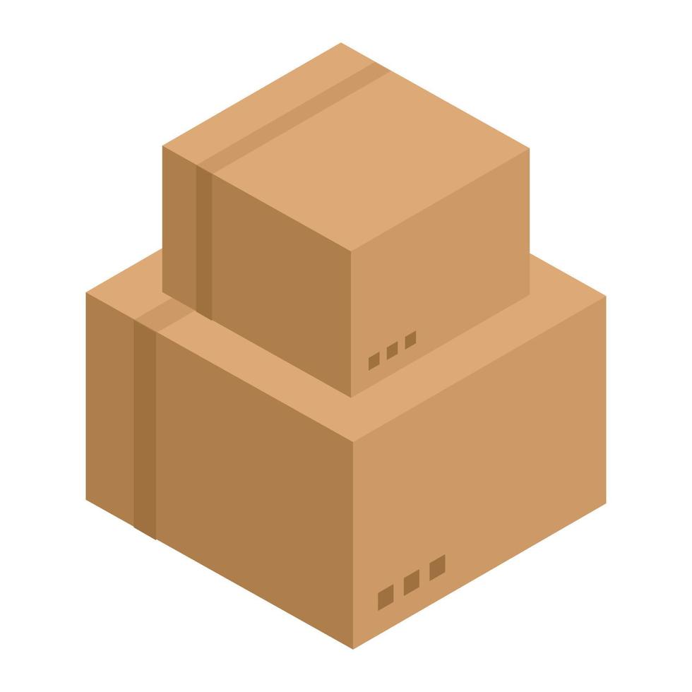 Stack of carton box icon, isometric style vector