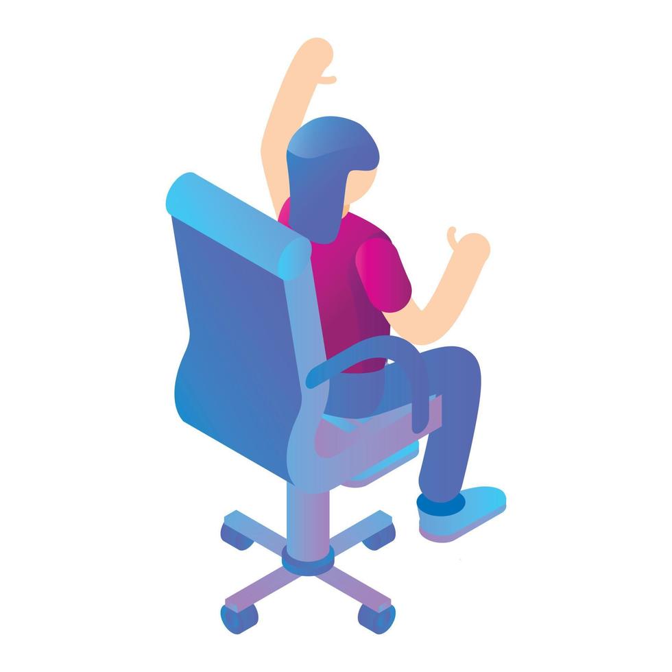Girl at armchair icon, isometric style vector