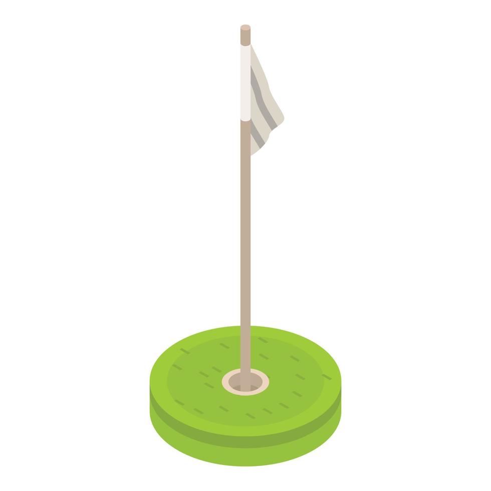 White golf flag icon, isometric style vector