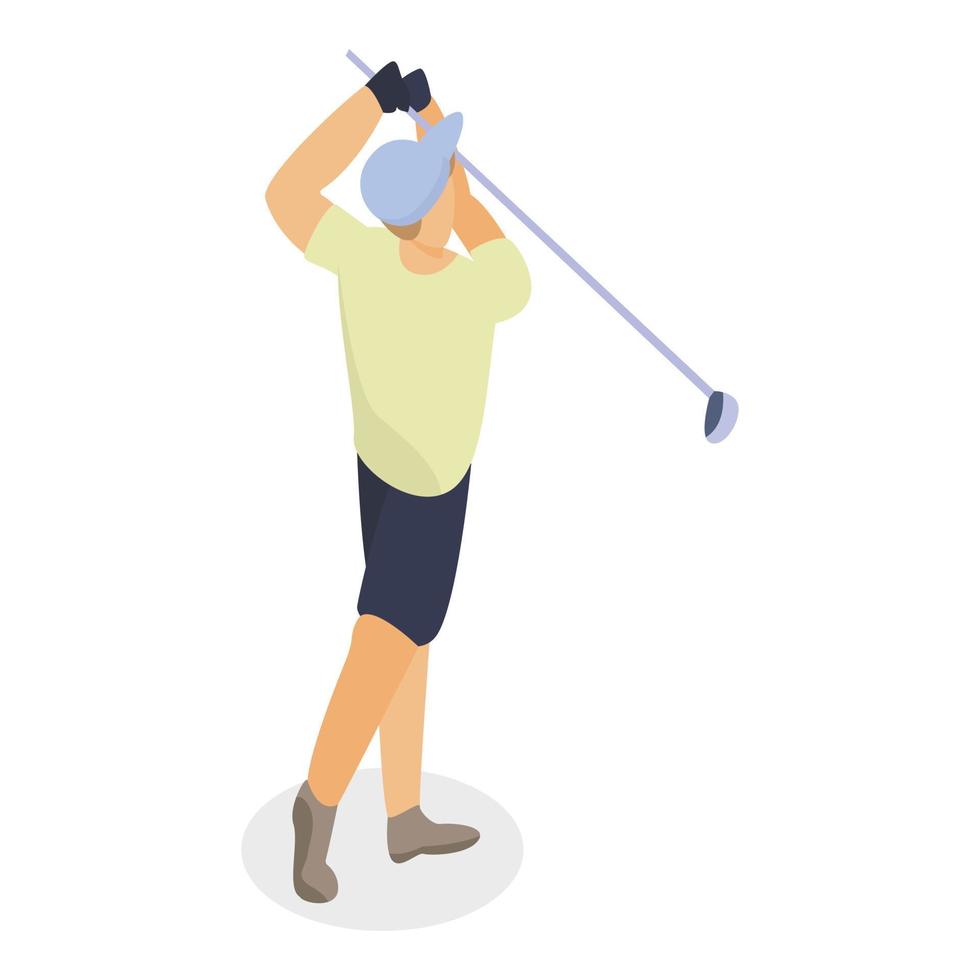 icono de pelota de golf de tiro de hombre, estilo isométrico vector