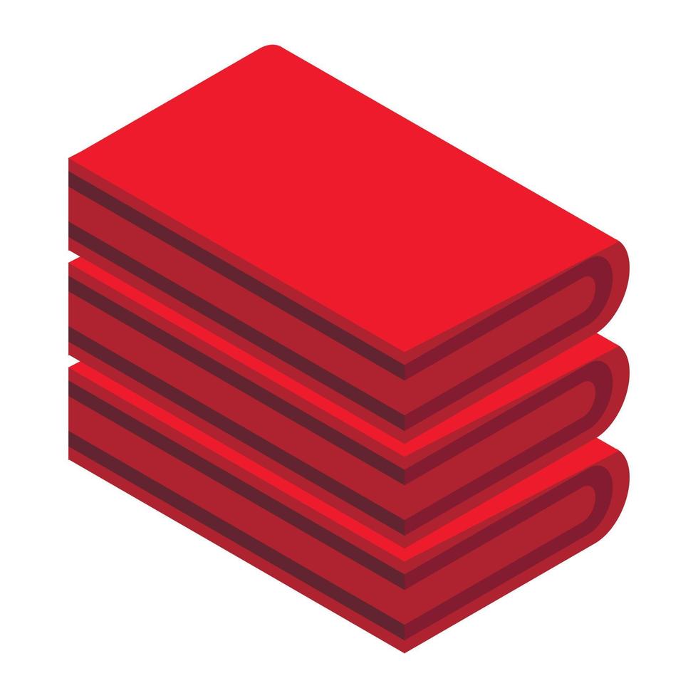 Red towel stack icon, isometric style vector