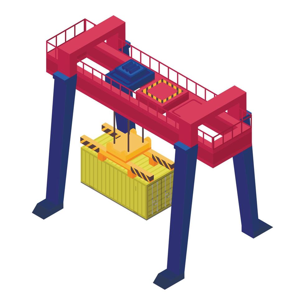 Port cargo crane icon, isometric style vector