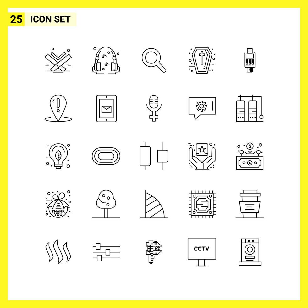 25 Icon Set Simple Line Symbols Outline Sign on White Background for