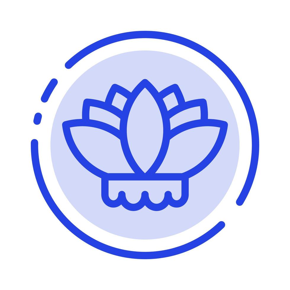 Flower China Chinese Blue Dotted Line Line Icon vector