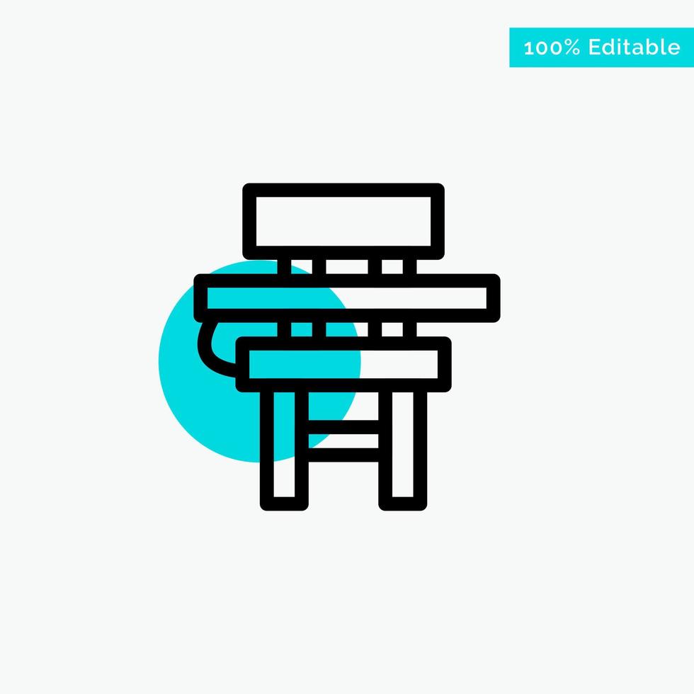 Chair Class Desk Education Furniture turquoise highlight circle point Vector icon