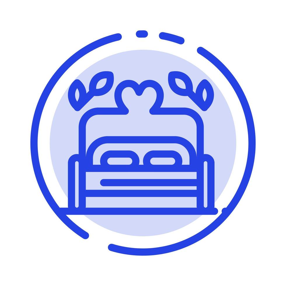 Bed Love Heart Wedding Blue Dotted Line Line Icon vector