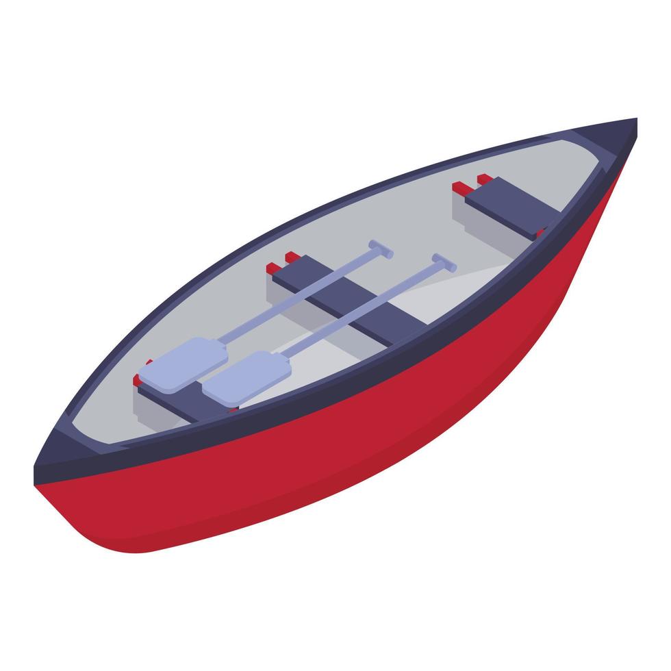icono de barco rojo, estilo isométrico vector