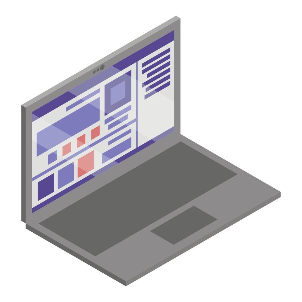 Business laptop icon, isometric style vector