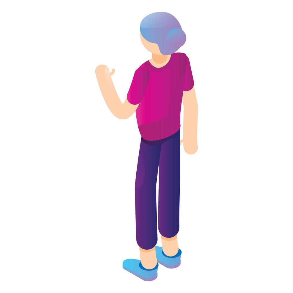 Woman in vr space icon, isometric style vector