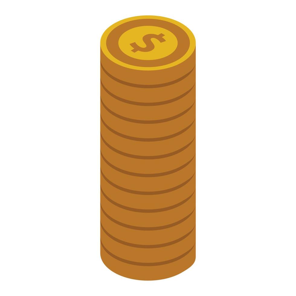 Coin stack icon, isometric style vector