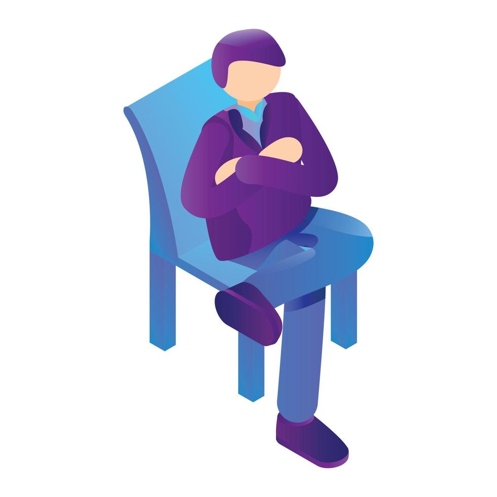 Boss at chair icon, isometric style vector