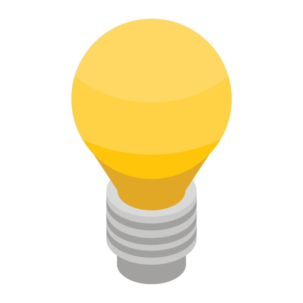 Yellow bulb icon, isometric style vector