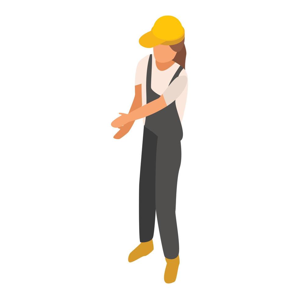 Woman engineer construction icon, isometric style vector