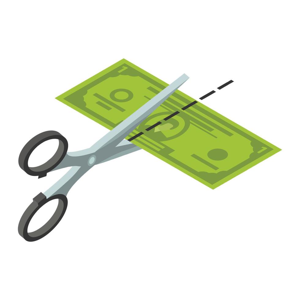 Cut half dollar icon, isometric style vector