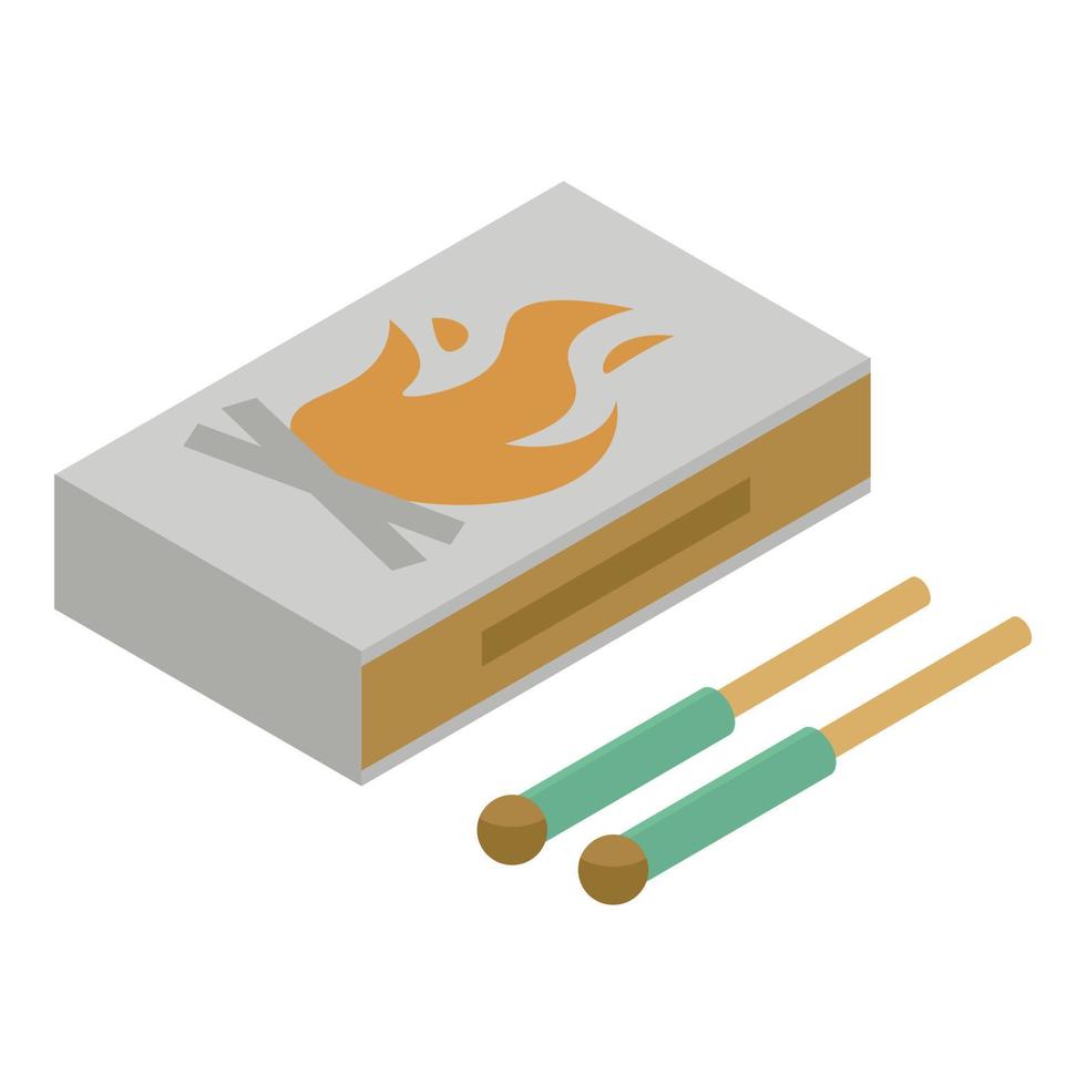 Wood matches box icon, isometric style vector