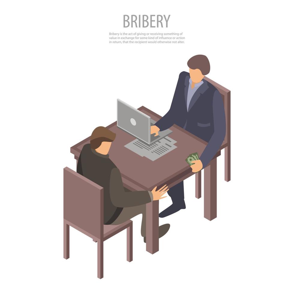 Office bribery concept background, isometric style vector