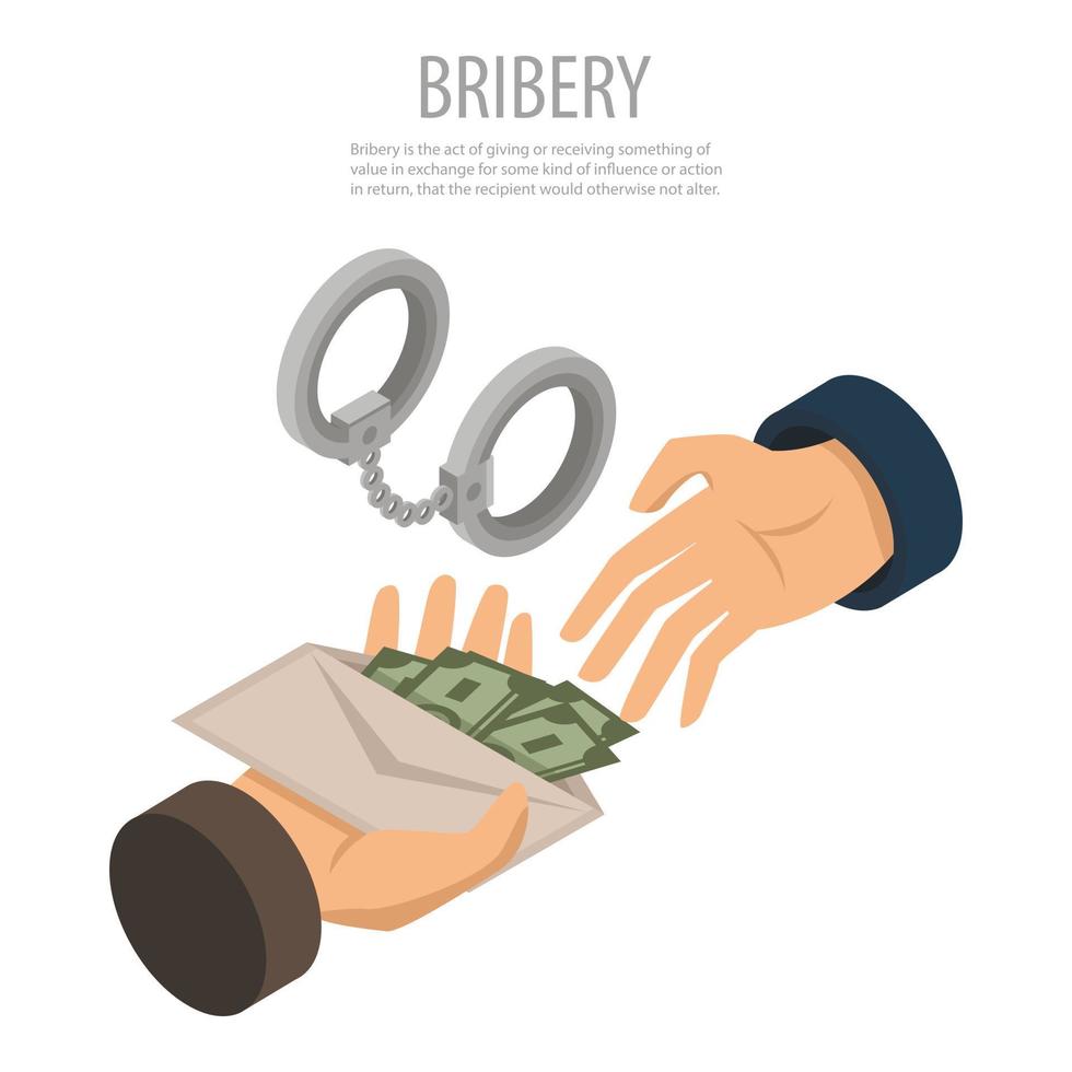 Bribery concept background, isometric style vector