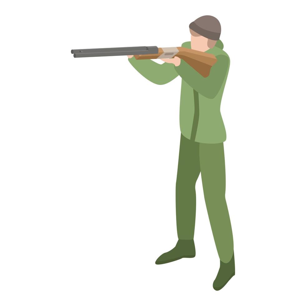 Hunter ready to shoot icon, isometric style vector