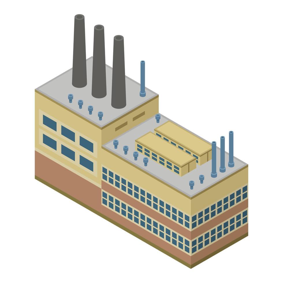 icono de fábrica de planta de refinería, estilo isométrico vector