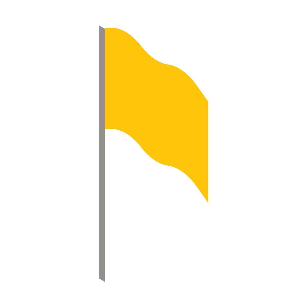 icono de bandera amarilla, estilo isométrico vector
