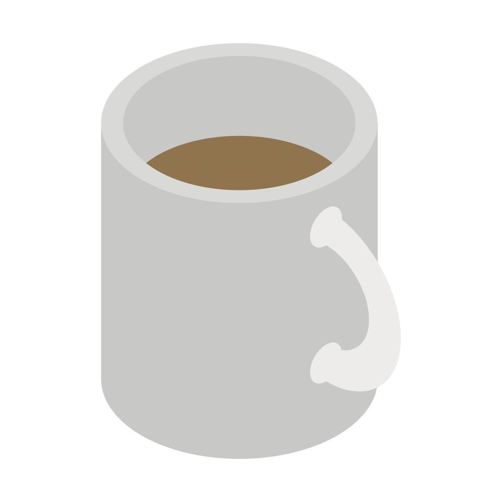 White cup of tea icon, isometric style vector