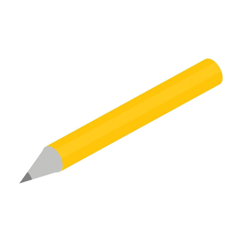 Yellow office pencil icon, isometric style vector