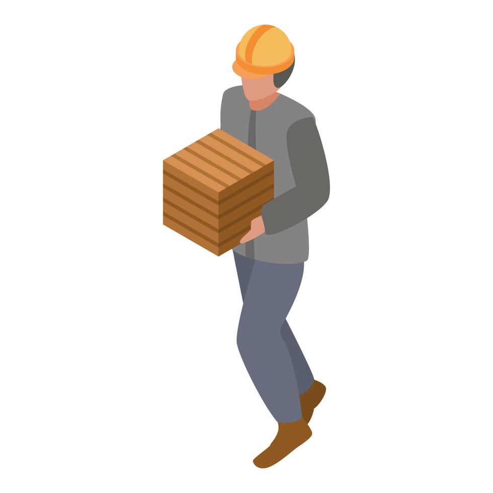 trabajador portuario marino con icono de caja, estilo isométrico vector