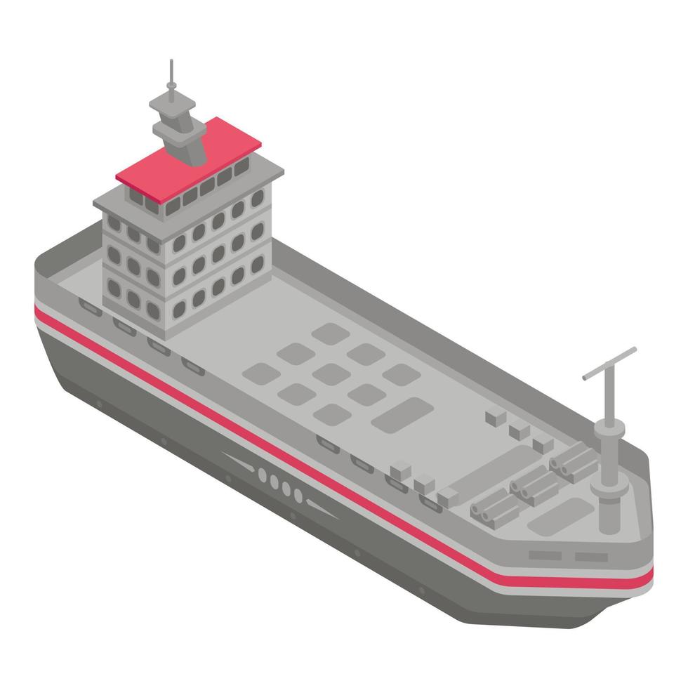 Military ship icon, isometric style vector