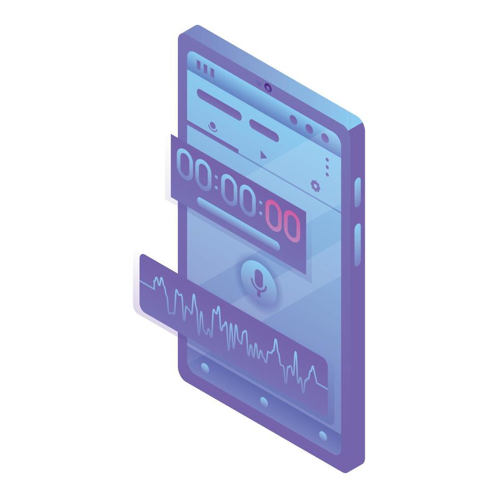 Digital dictaphone icon, isometric style vector