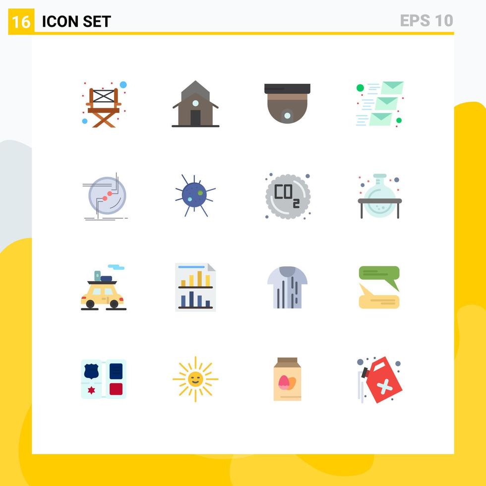 16 Thematic Vector Flat Colors and Editable Symbols of connect email message cam mailing email Editable Pack of Creative Vector Design Elements