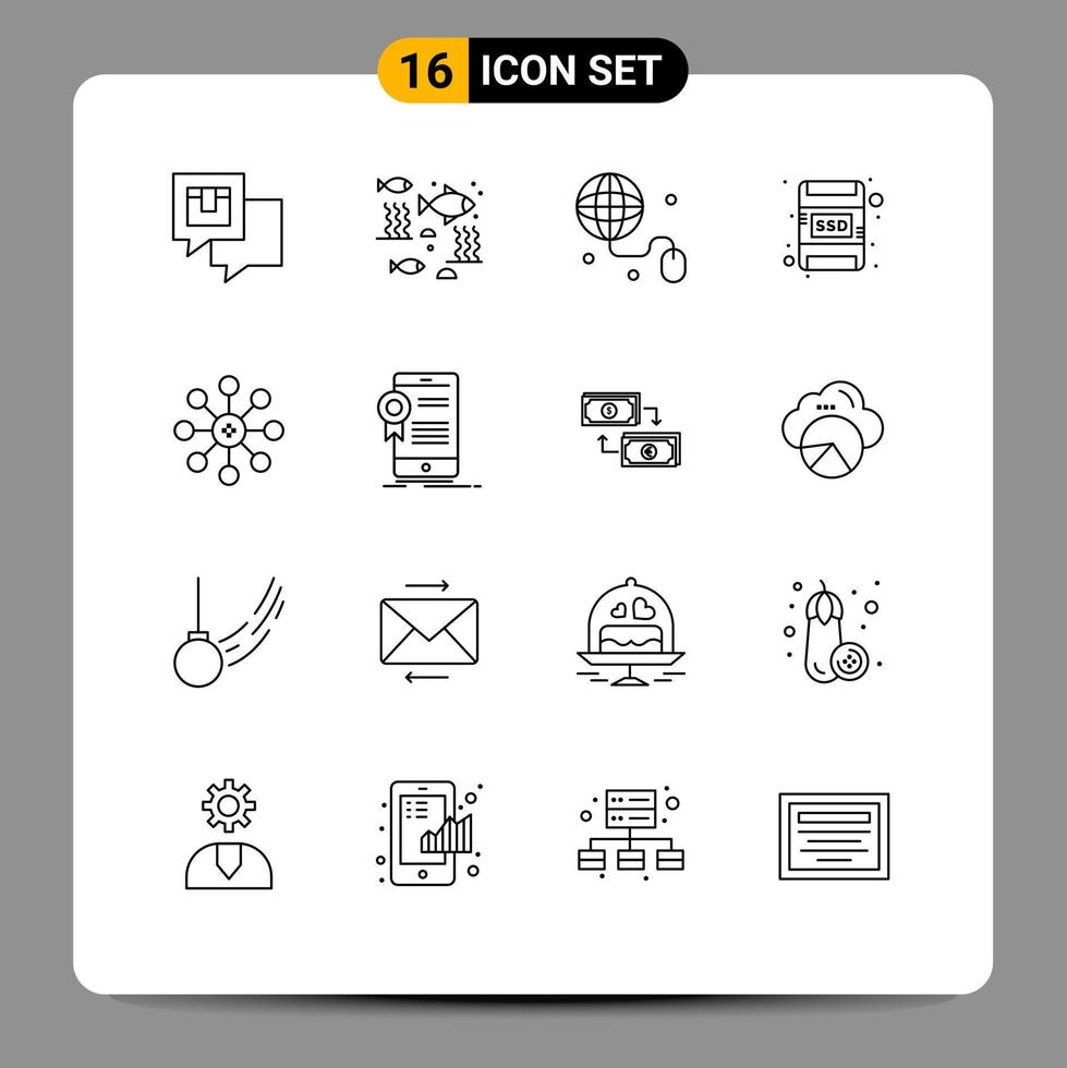 16 Thematic Vector Outlines and Editable Symbols of biology ssd sea memory card web Editable Vector Design Elements