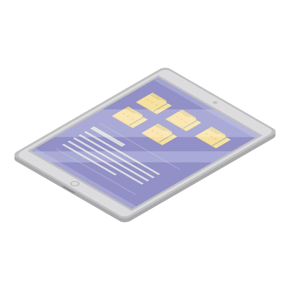 Media tablet icon, isometric style vector