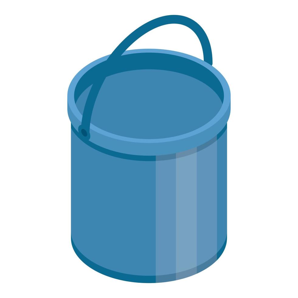 Blue plastic bucket icon, isometric style vector