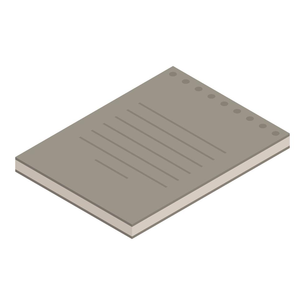 Paper notebook icon, isometric style vector