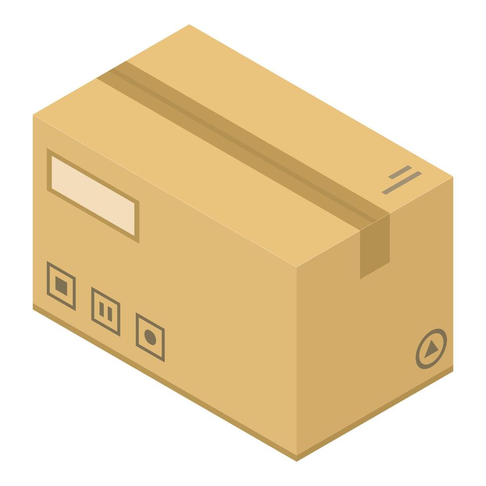 icono de caja de entrega grande, estilo isométrico vector