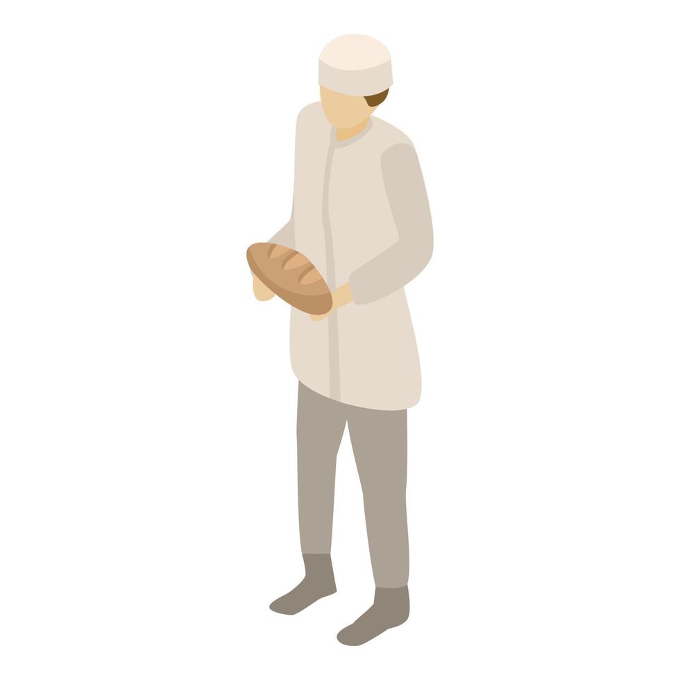 Bakery man icon, isometric style vector