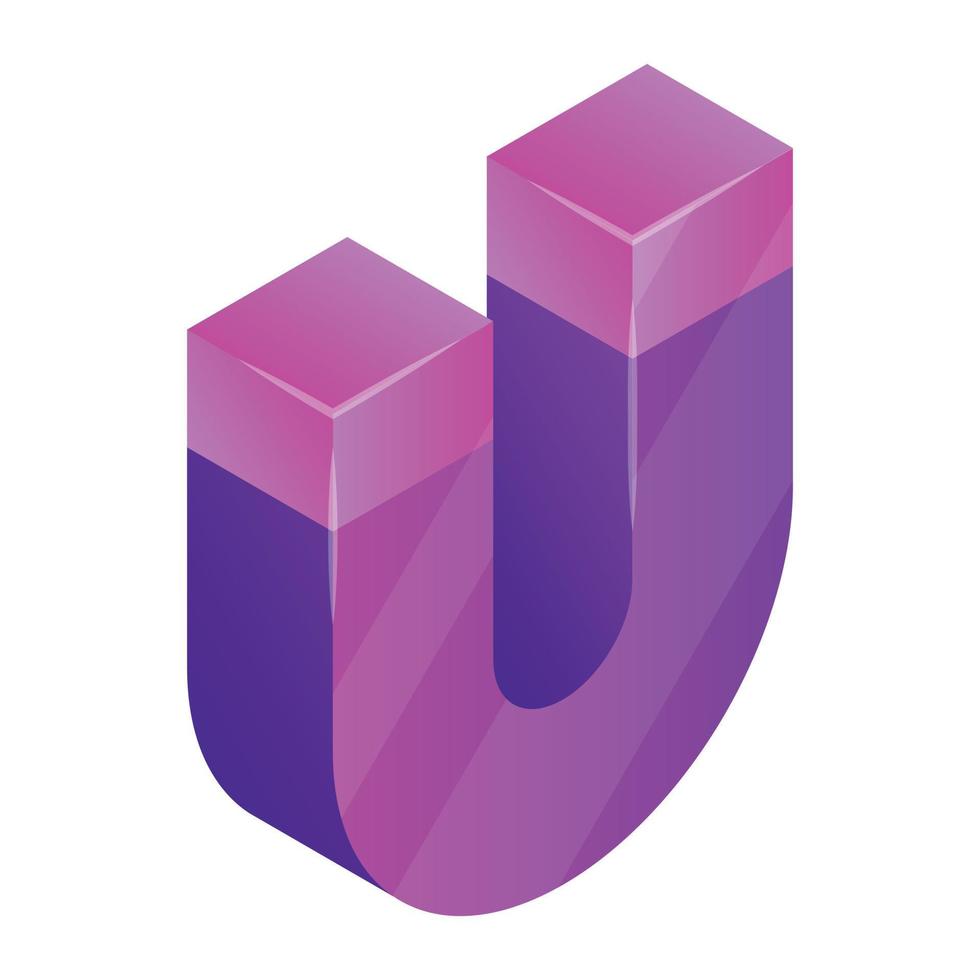 Purple magnet icon, isometric style vector