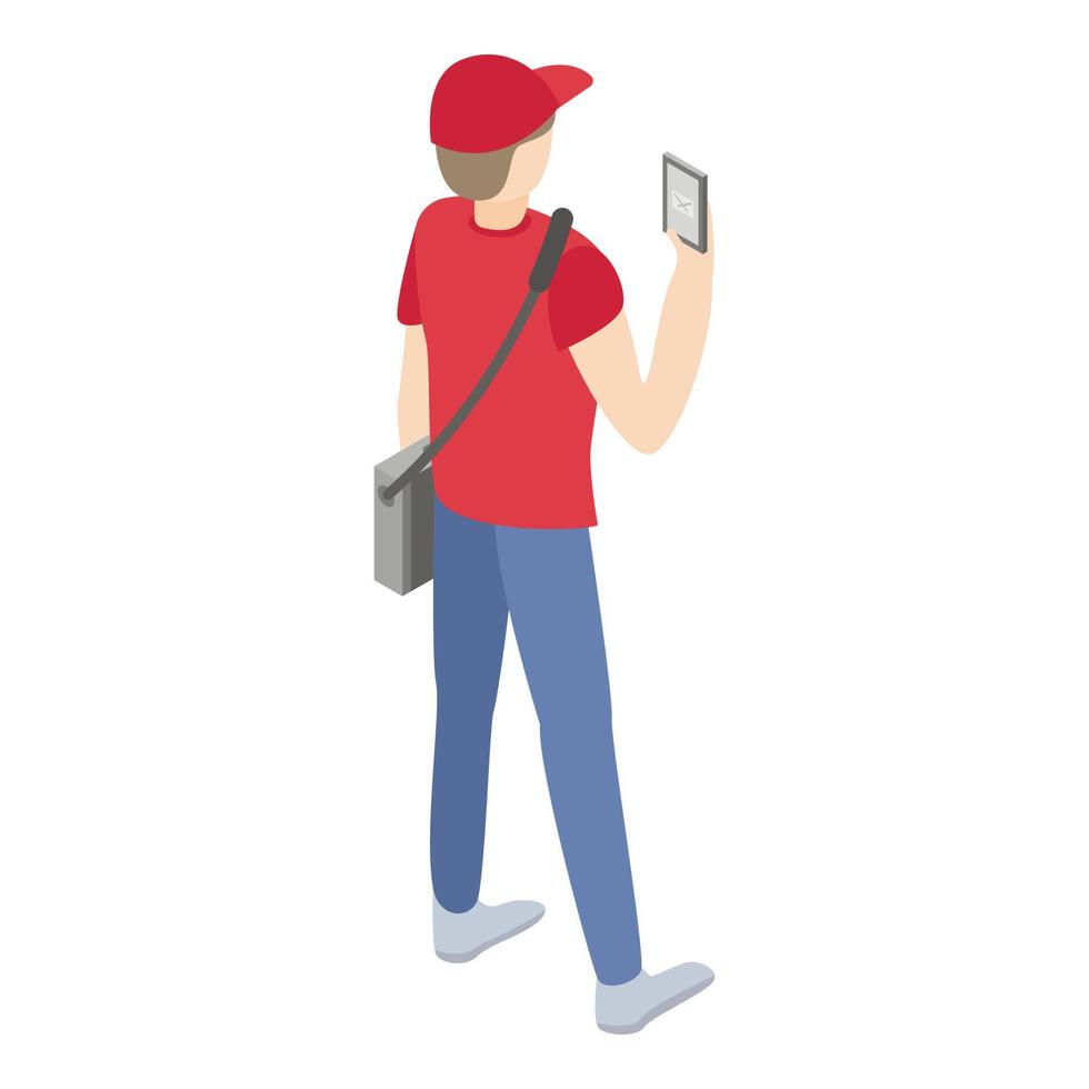 Modern postman icon, isometric style vector