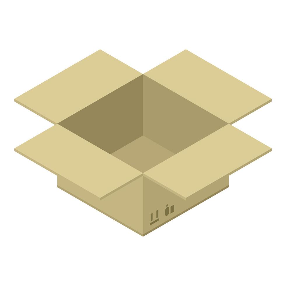 Open delivery box icon, isometric style vector