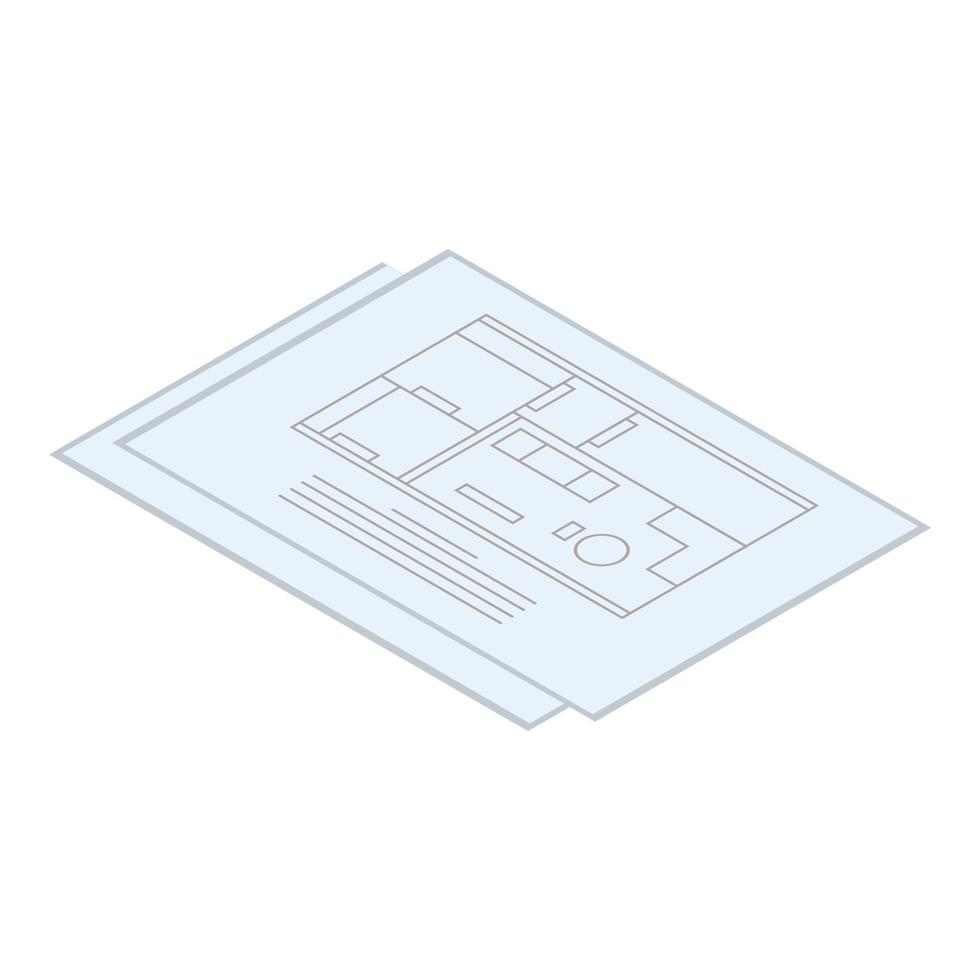 Architect plan paper icon, isometric style vector